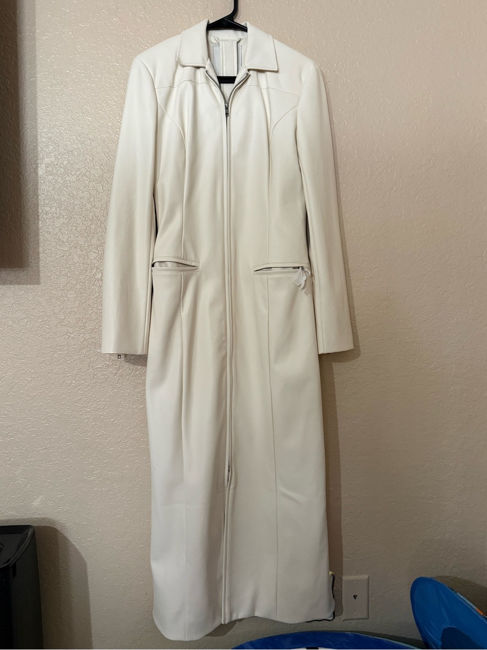 KHY Faux Leather Collared Coat